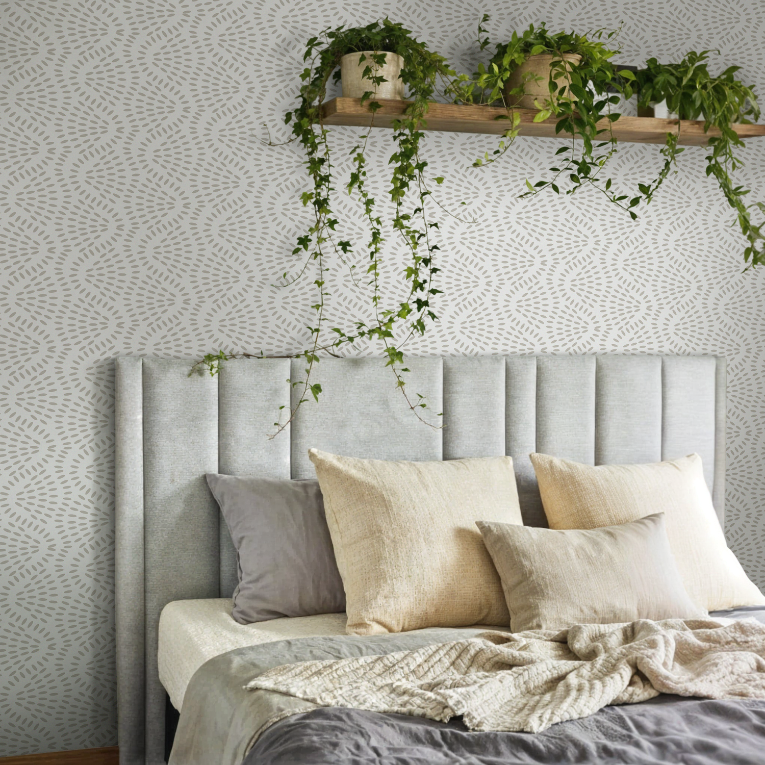 Papier peint autocollant amovible, décoration d'intérieur, art mural, décoration de chambre / Papier peint à pois beige et blanc - C593