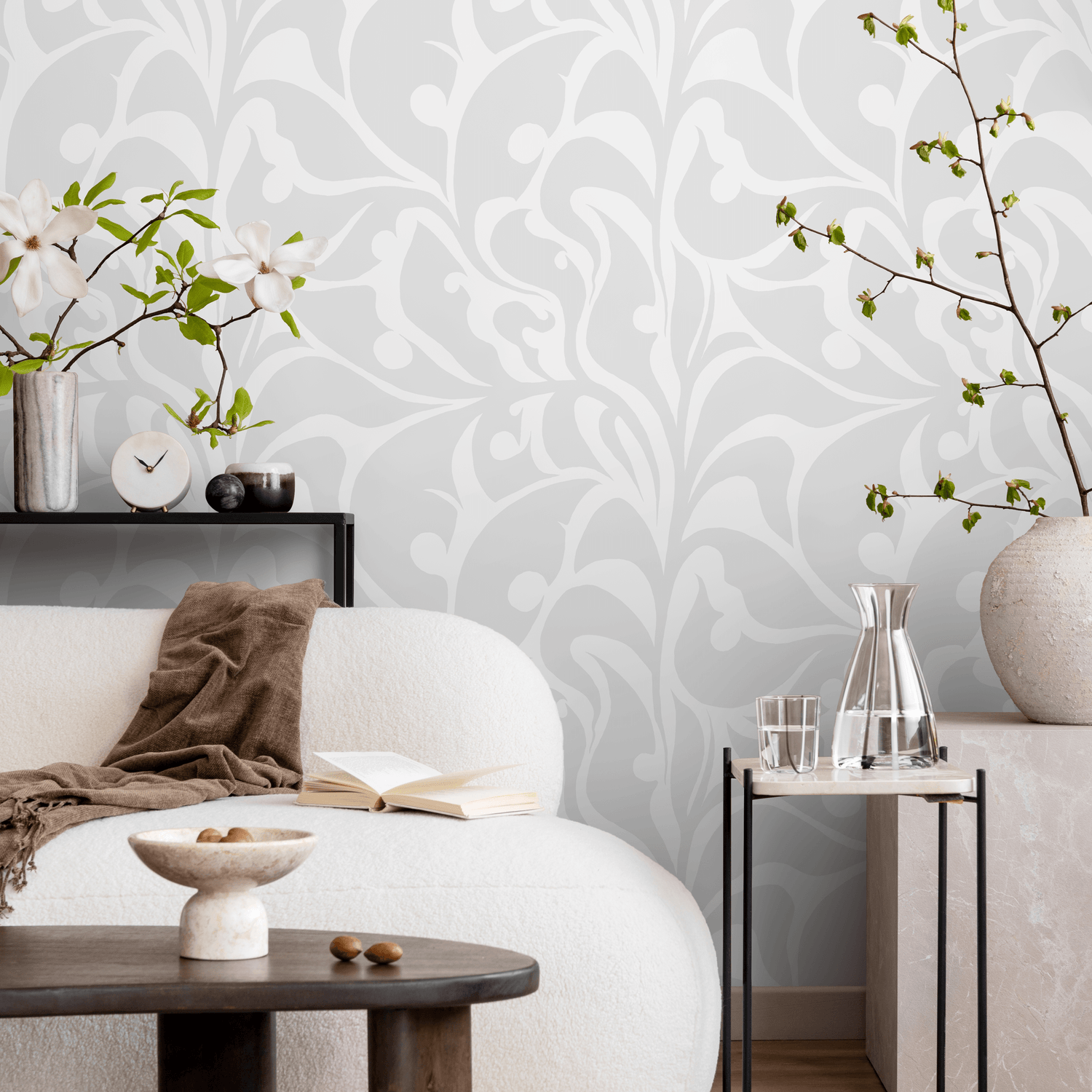 Papier peint gris vintage / Papier peint autocollant amovible Décoration d'intérieur Art mural Décoration murale Décoration de chambre - C620