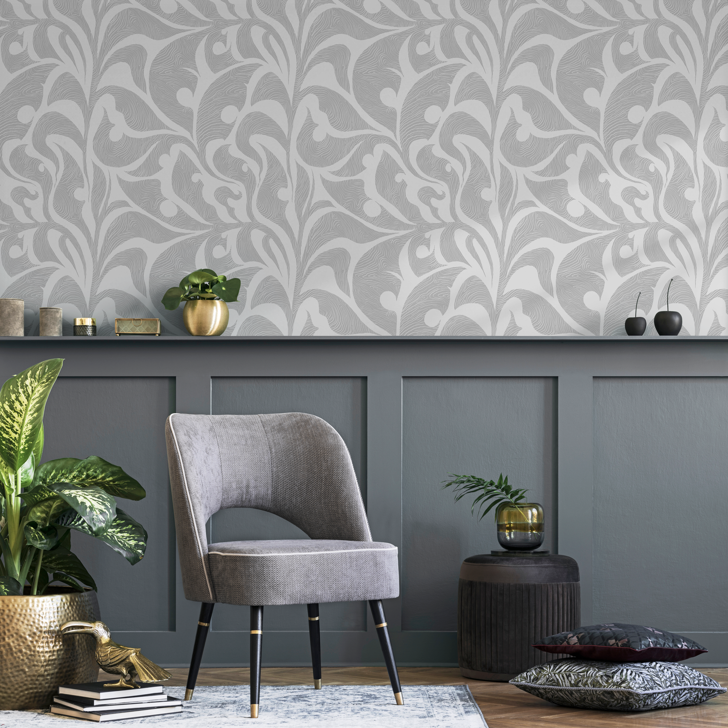 Papier peint gris vintage / Papier peint autocollant amovible Décoration d'intérieur Art mural Décoration murale Décoration de chambre - C621
