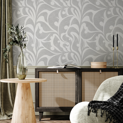 Gray Vintage Wallpaper / Peel and Stick Wallpaper Removable Wallpaper Home Decor Wall Art Wall Decor Room Decor - C621