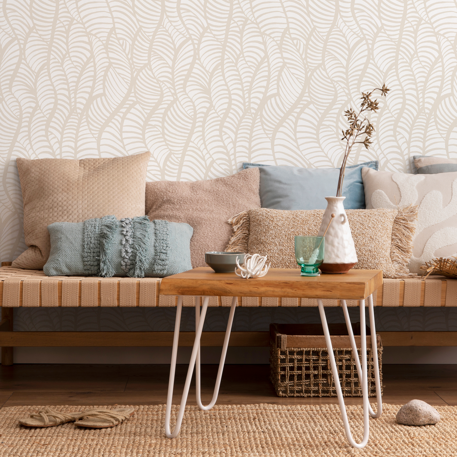 Beige Abstract Leaf Wallpaper / Peel and Stick Wallpaper Removable Wallpaper Home Decor Wall Art Wall Decor Room Decor - C640 - ONDECOR.COM