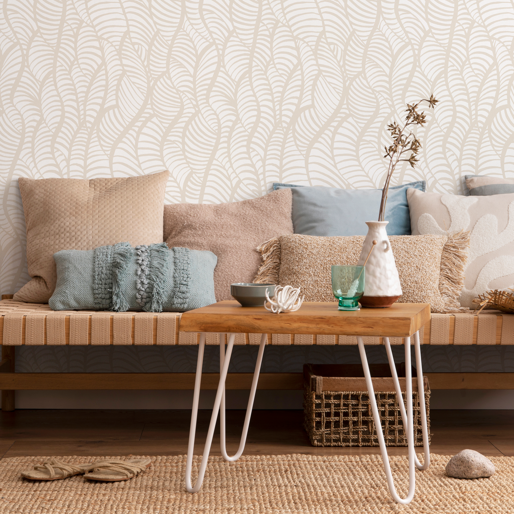 Beige Abstract Leaf Wallpaper / Peel and Stick Wallpaper Removable Wallpaper Home Decor Wall Art Wall Decor Room Decor - C640 - ONDECOR.COM