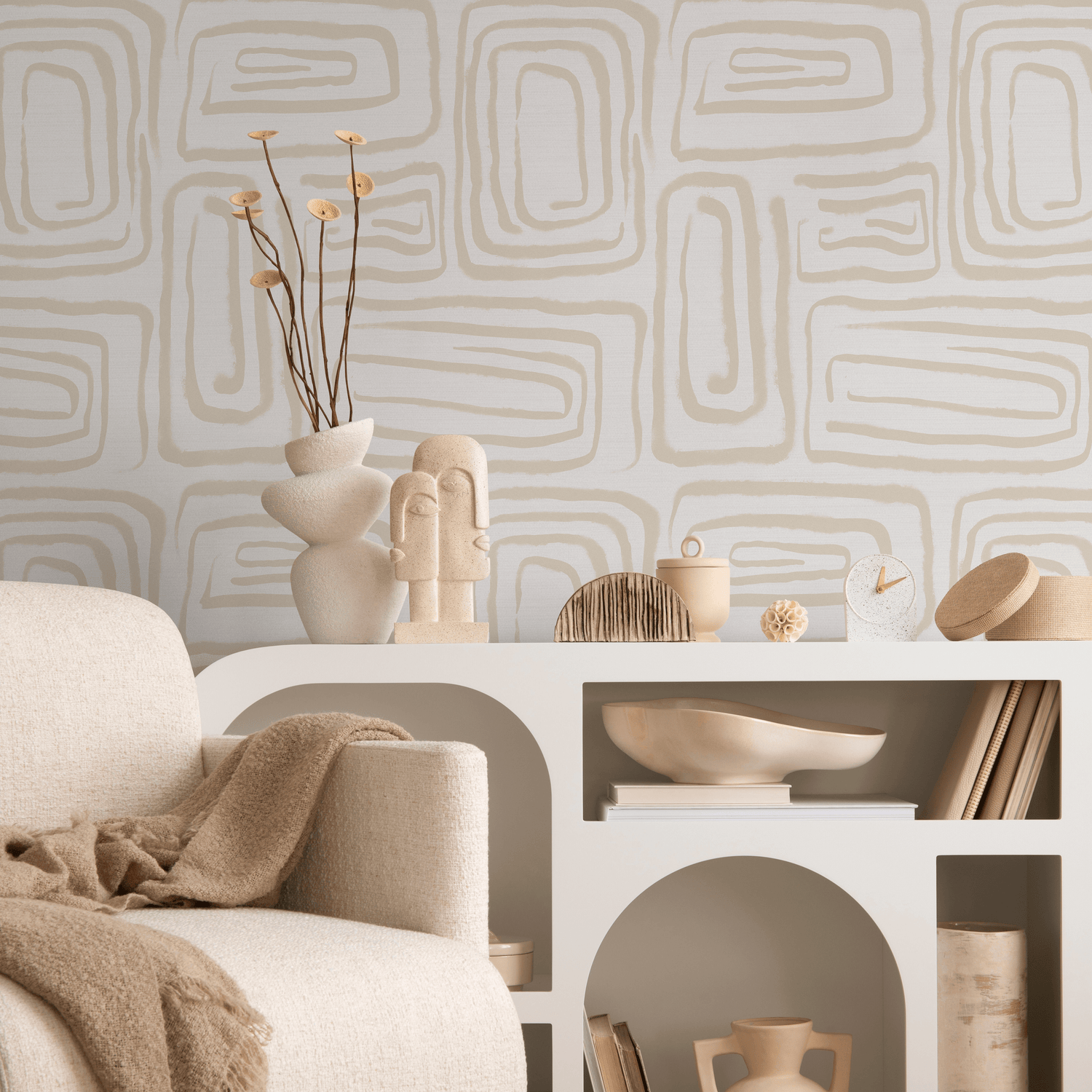 Papel pintado con pinceladas beige / Papel pintado autoadhesivo / Papel pintado extraíble / Decoración del hogar / Arte de pared / Decoración de habitación - C641