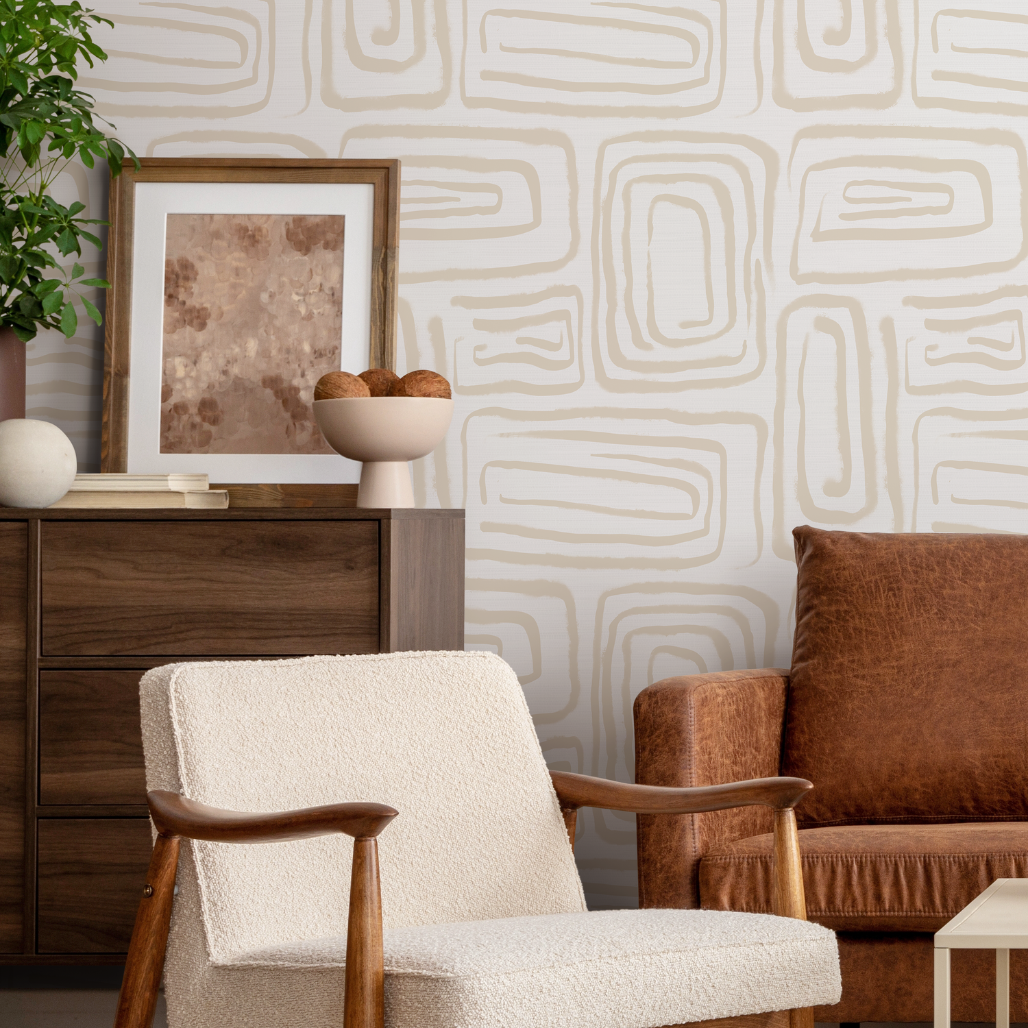 Papel pintado con pinceladas beige / Papel pintado autoadhesivo / Papel pintado extraíble / Decoración del hogar / Arte de pared / Decoración de habitación - C641