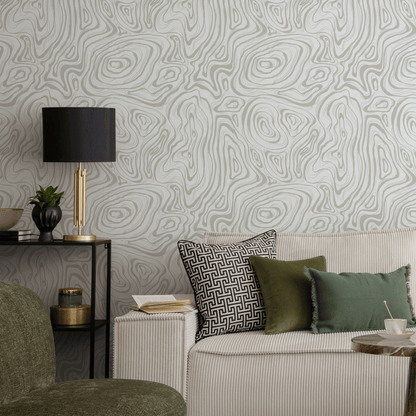 Gray Abstract Waves Wallpaper / Peel and Stick Wallpaper Removable Wallpaper Home Decor Wall Art Wall Decor Room Decor - C645