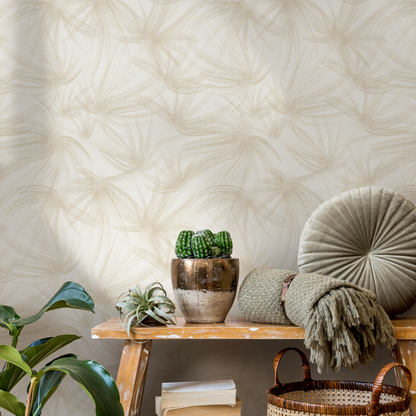 Beige Boho Dandelion Wallpaper / Peel and Stick Wallpaper Removable Wallpaper Home Decor Wall Art Wall Decor Room Decor - C646