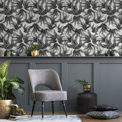 Black and White Abstract Wallpaper / Peel and Stick Wallpaper Removable Wallpaper Home Decor Wall Art Wall Decor Room Decor - C648