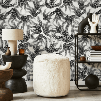 Black and White Abstract Wallpaper / Peel and Stick Wallpaper Removable Wallpaper Home Decor Wall Art Wall Decor Room Decor - C648