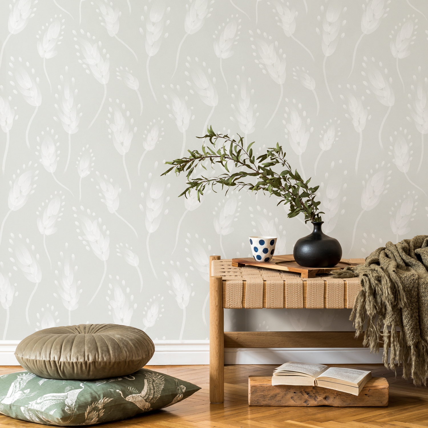 Papel pintado de hojas bohemias verde menta / Papel pintado autoadhesivo / Papel pintado extraíble / Decoración del hogar / Arte de pared / Decoración de habitación - C651
