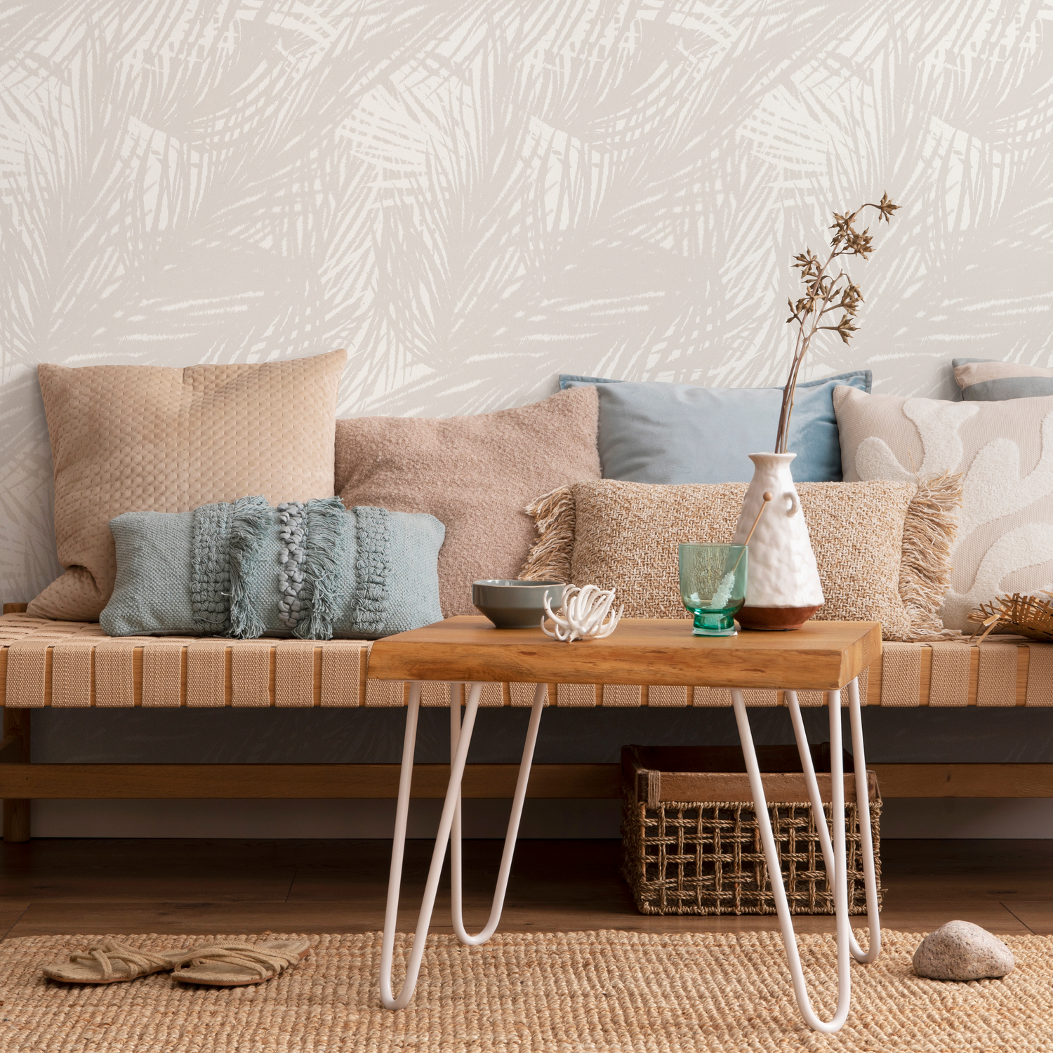 Papel pintado bohemio con hojas tropicales, autoadhesivo, extraíble, para decoración del hogar, arte de pared, decoración de habitaciones - C652
