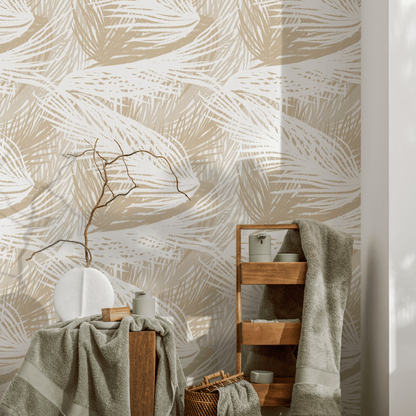 Beige Boho Tropical Wallpaper / Peel and Stick Wallpaper Removable Wallpaper Home Decor Wall Art Wall Decor Room Decor - C653