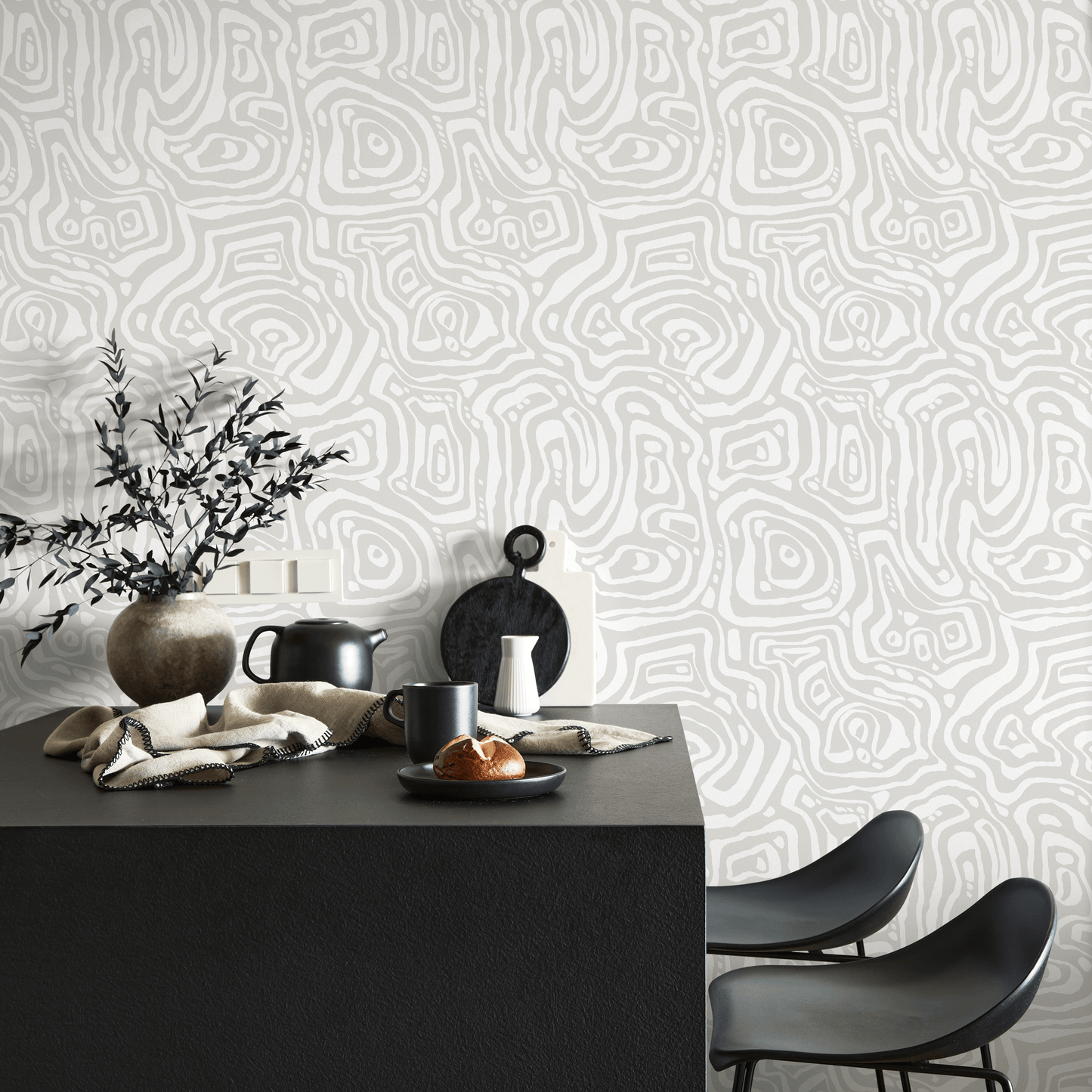 Gray Abstract Lines Wallpaper / Peel and Stick Wallpaper Removable Wallpaper Home Decor Wall Art Wall Decor Room Decor - C655