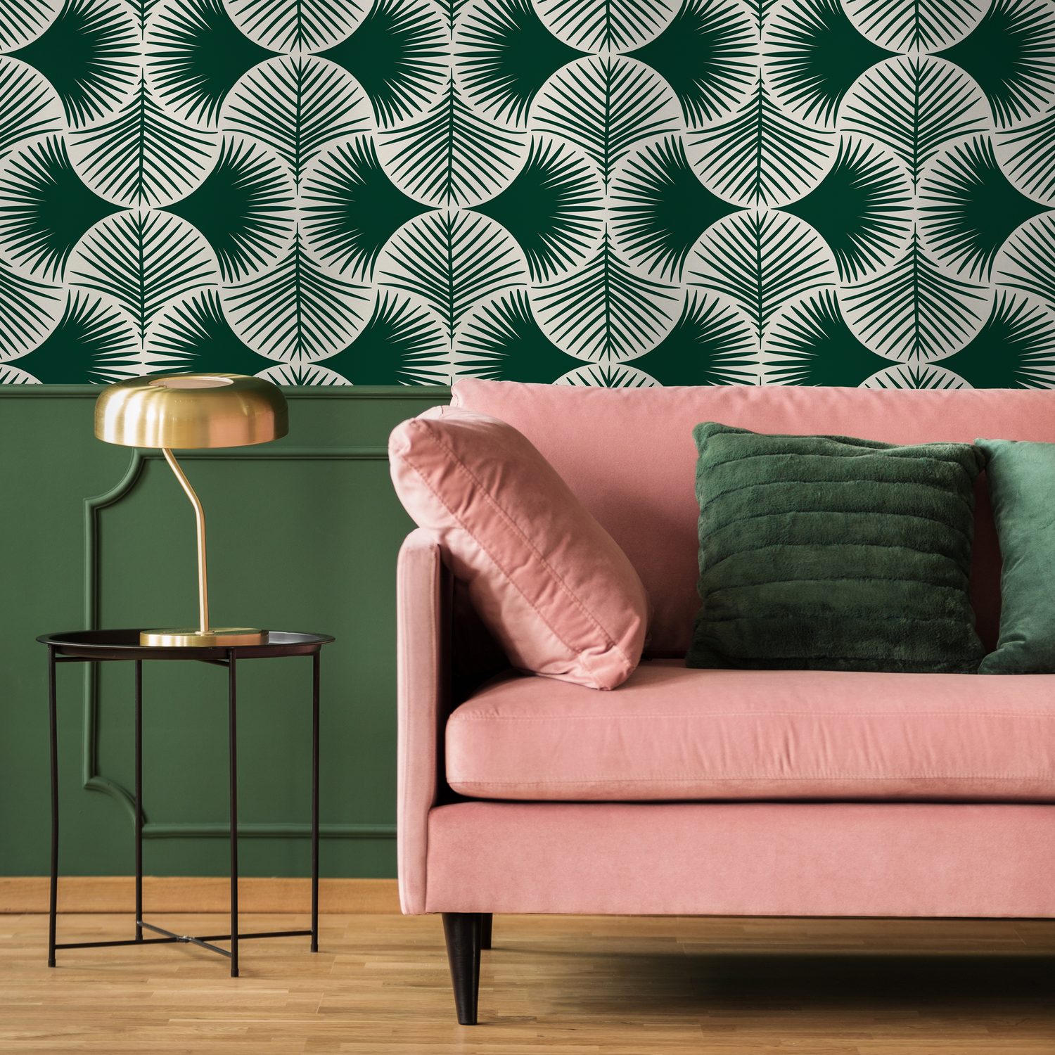 Green Modern Palms Wallpaper / Peel and Stick Wallpaper Removable Wallpaper Home Decor Wall Art Wall Decor Room Decor - C688 - ONDECOR.COM