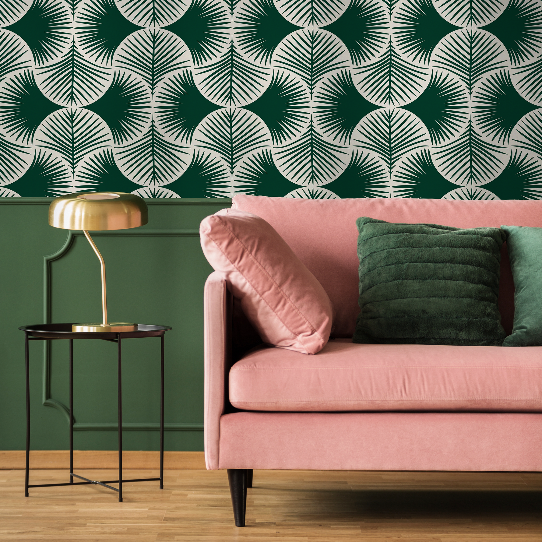 Green Modern Palms Wallpaper / Peel and Stick Wallpaper Removable Wallpaper Home Decor Wall Art Wall Decor Room Decor - C688 - ONDECOR.COM