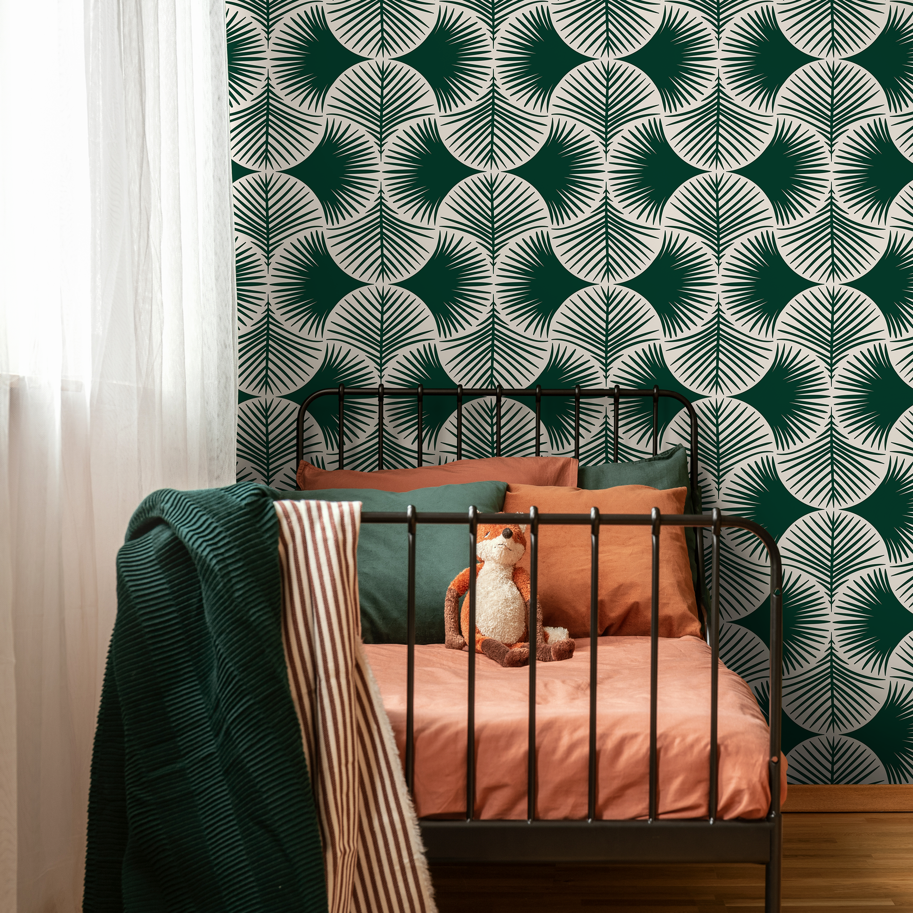 Green Modern Palms Wallpaper / Peel and Stick Wallpaper Removable Wallpaper Home Decor Wall Art Wall Decor Room Decor - C688 - ONDECOR.COM