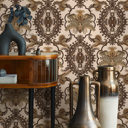 Brown Vintage Victorian Wallpaper / Wallpaper Peel and Stick Wallpaper Removable Wallpaper Home Decor Wall Art Wall Decor Room Decor - C701