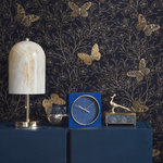 Gold and Navy Butterfly Floral / Peel and Stick Wallpaper Removable Wallpaper Home Decor Wall Art Wall Decor Room Decor - C702 - ONDECOR.COM