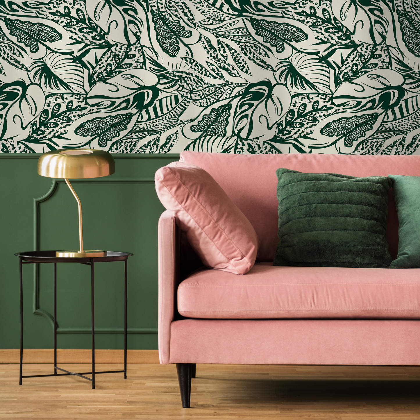 Green Leaf Abstract Wallpaper / Peel and Stick Wallpaper Removable Wallpaper Home Decor Wall Art Wall Decor Room Decor - C706