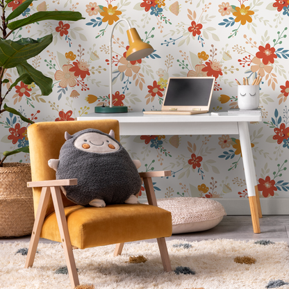 Cute Floral Kids Wallpaper / Peel and Stick Wallpaper Removable Wallpaper Home Decor Wall Art Wall Decor Room Decor - C710