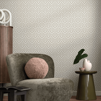 Beige Minimalist Leaf Wallpaper / Peel and Stick Wallpaper Removable Wallpaper Home Decor Wall Art Wall Decor Room Decor - C711