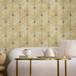 Gold Art Deco Wallpaper / Peel and Stick Wallpaper Removable Wallpaper Home Decor Wall Art Wall Decor Room Decor - C722 - ONDECOR.COM