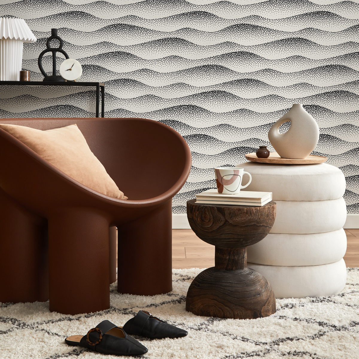 Beige Abstract Waves Wallpaper / Peel and Stick Wallpaper Removable Wallpaper Home Decor Wall Art Wall Decor Room Decor - C731 - ONDECOR.COM