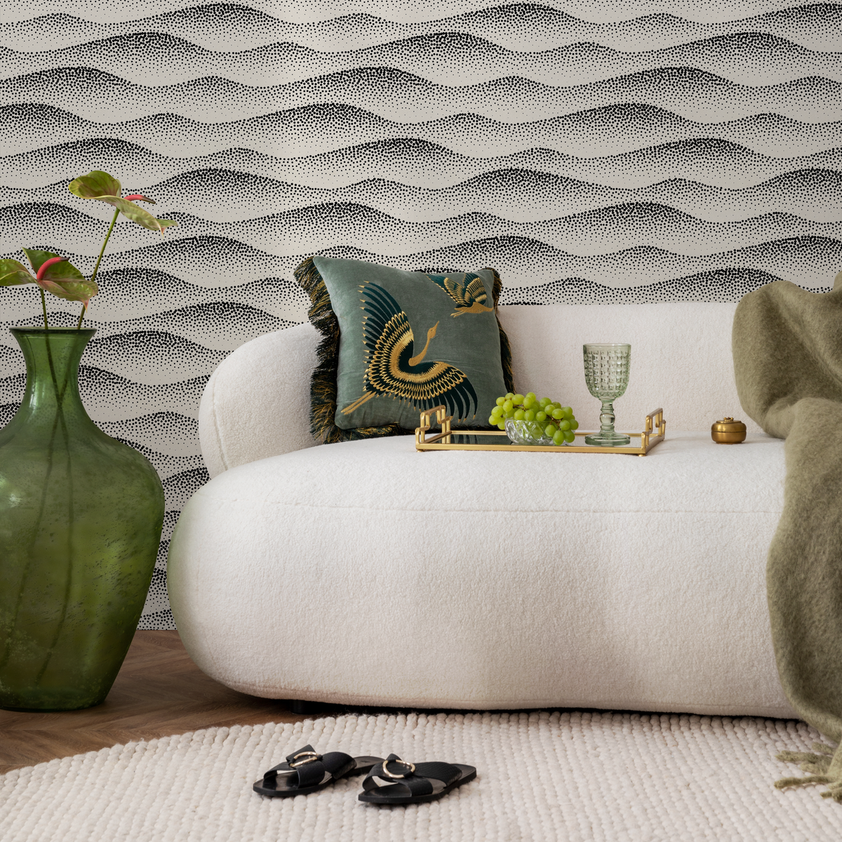 Beige Abstract Waves Wallpaper / Peel and Stick Wallpaper Removable Wallpaper Home Decor Wall Art Wall Decor Room Decor - C731 - ONDECOR.COM