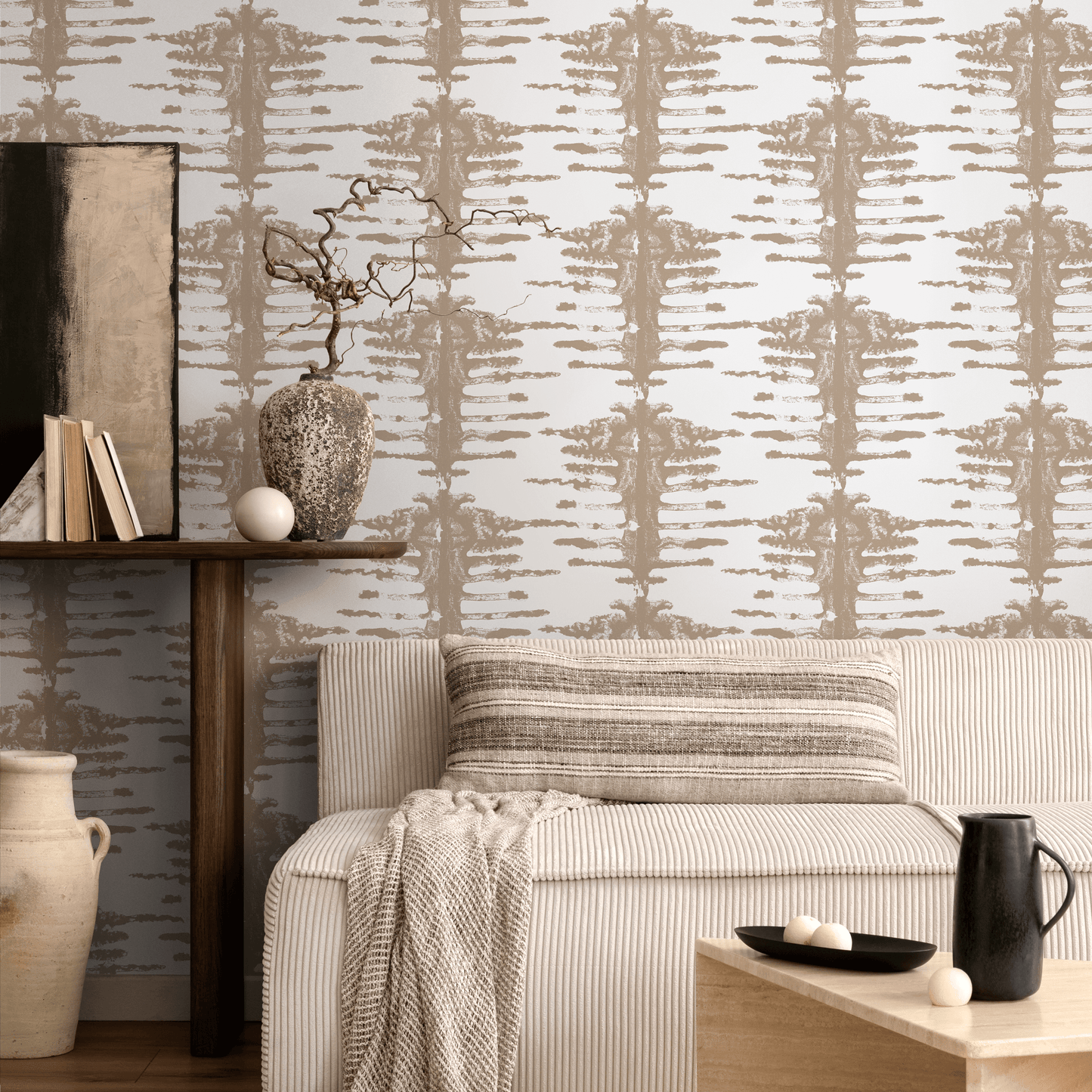 Beige Abstract Boho Wallpaper / Peel and Stick Wallpaper Removable Wallpaper Home Decor Wall Art Wall Decor Room Decor - C741