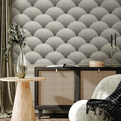 Boho Scallop Wallpaper / Peel and Stick Wallpaper Removable Wallpaper Home Decor Wall Art Wall Decor Room Decor - C742