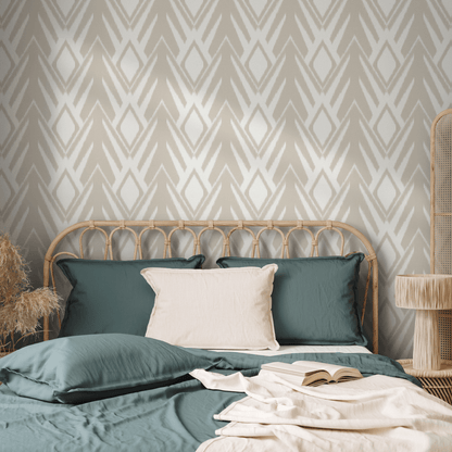 Beige Tribal Boho Wallpaper / Peel and Stick Wallpaper Removable Wallpaper Home Decor Wall Art Wall Decor Room Decor - C751