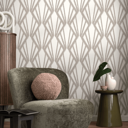 Beige Boho Art Deco Wallpaper / Peel and Stick Wallpaper Removable Wallpaper Home Decor Wall Art Wall Decor Room Decor - C756