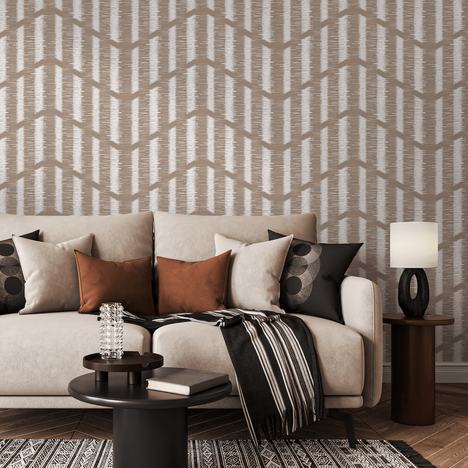 Papel pintado bohemio abstracto beige/papel pintado autoadhesivo/papel pintado extraíble/decoración del hogar/arte de pared/decoración de habitación - C759