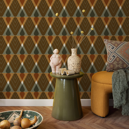 Brown Geometric Abstract Wallpaper / Peel and Stick Wallpaper Removable Wallpaper Home Decor Wall Art Wall Decor Room Decor - C763