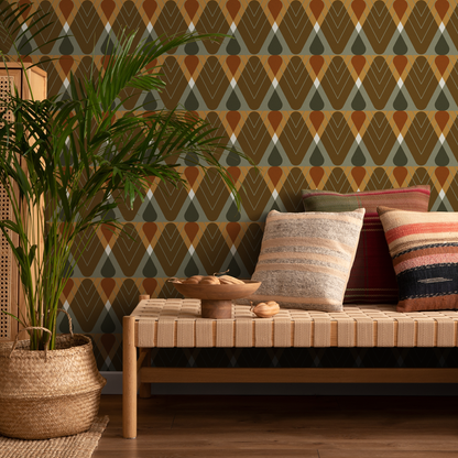 Brown Geometric Abstract Wallpaper / Peel and Stick Wallpaper Removable Wallpaper Home Decor Wall Art Wall Decor Room Decor - C763