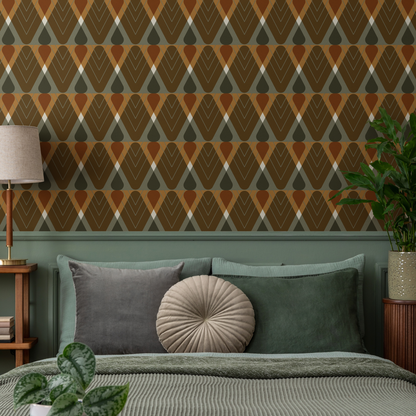 Brown Geometric Abstract Wallpaper / Peel and Stick Wallpaper Removable Wallpaper Home Decor Wall Art Wall Decor Room Decor - C763