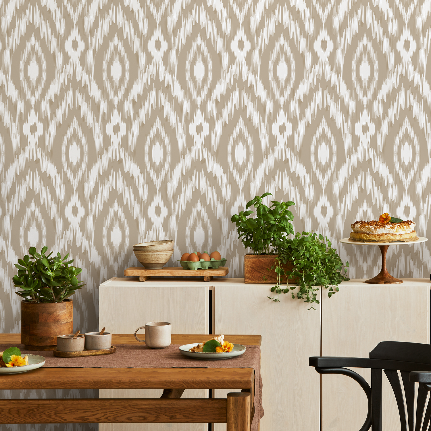 Papel pintado étnico bohemio beige/papel pintado autoadhesivo/papel pintado extraíble/papel pintado para decoración del hogar/arte de pared/decoración de habitación - C771