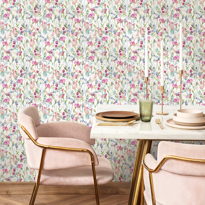 WildFlowers Garden Wallpaper / Peel and Stick Wallpaper Removable Wallpaper Home Decor Wall Art Wall Decor Room Decor - C800