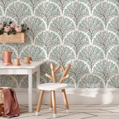 Blossoming Tree Wallpaper / Peel and Stick Wallpaper Removable Wallpaper Home Decor Wall Art Wall Decor Room Decor - C809