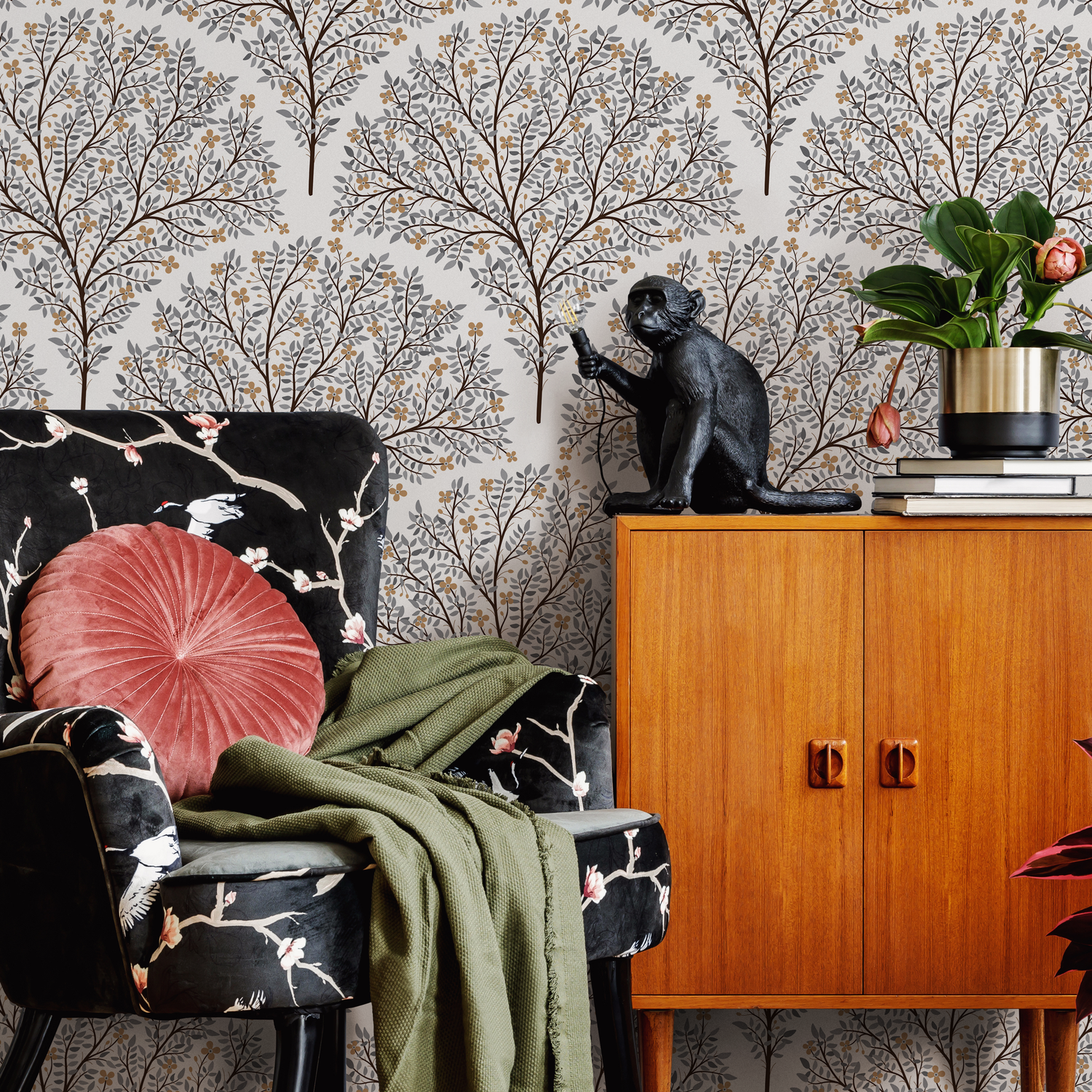 Tree Floral Wallpaper / Peel and Stick Wallpaper Removable Wallpaper Home Decor Wall Art Wall Decor Room Decor - C810 - ONDECOR.COM