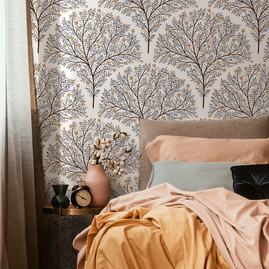 Tree Floral Wallpaper / Peel and Stick Wallpaper Removable Wallpaper Home Decor Wall Art Wall Decor Room Decor - C810