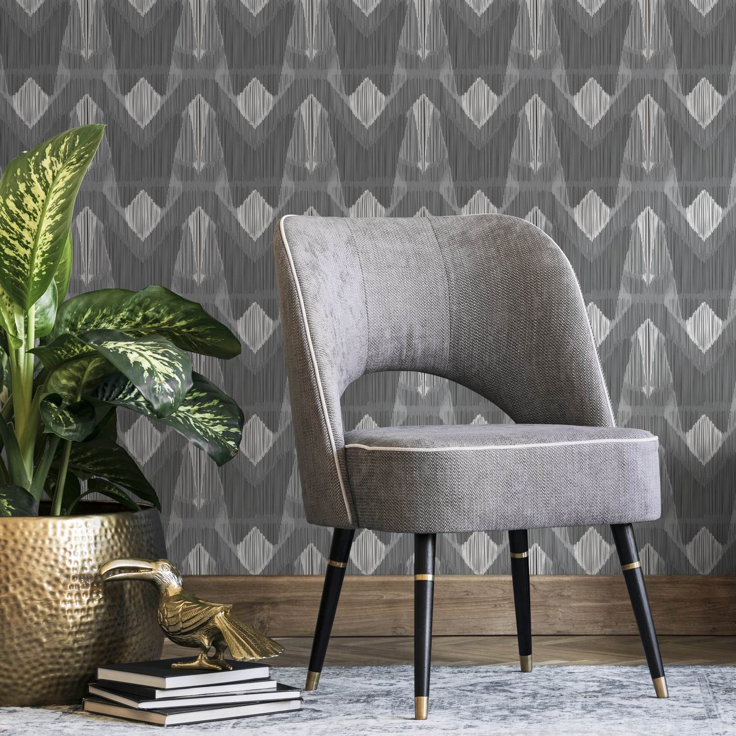 Gray and White Abstract Wallpaper / Peel and Stick Wallpaper Removable Wallpaper Home Decor Wall Art Wall Decor Room Decor - C816