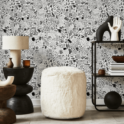 Black and White Abstract / Wallpaper Peel and Stick Wallpaper Removable Wallpaper Home Decor Wall Art Wall Decor Room Decor - C817