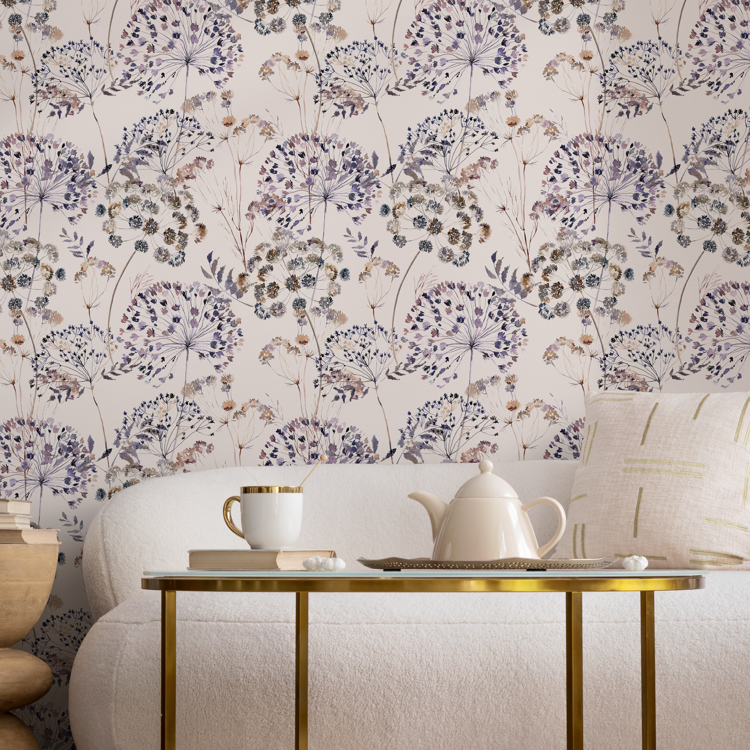 Papier peint floral à motifs de fleurs sauvages et de pissenlits / Papier peint autocollant amovible, décoration d'intérieur, art mural, décoration de chambre - C820