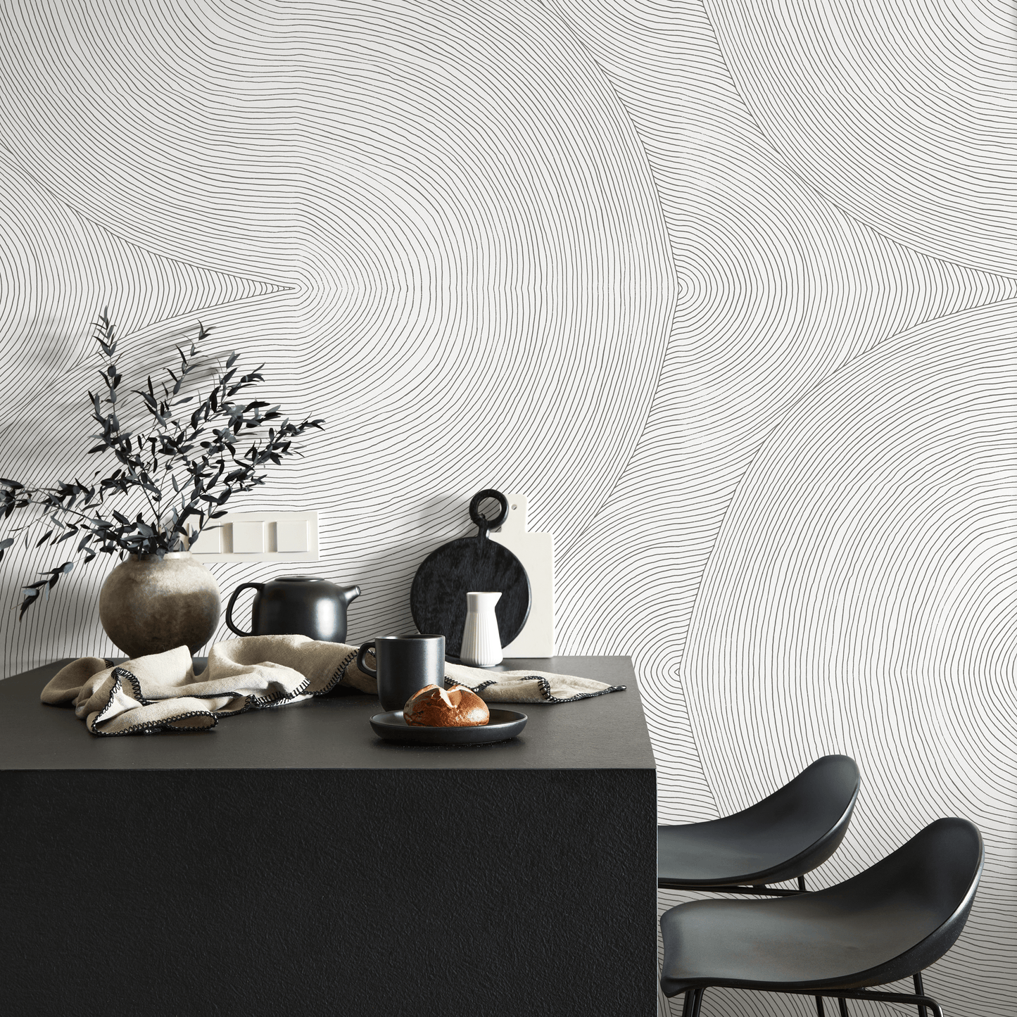 Gray Abstract Line Wallpaper / Peel and Stick Wallpaper Removable Wallpaper Home Decor Wall Art Wall Decor Room Decor - C834