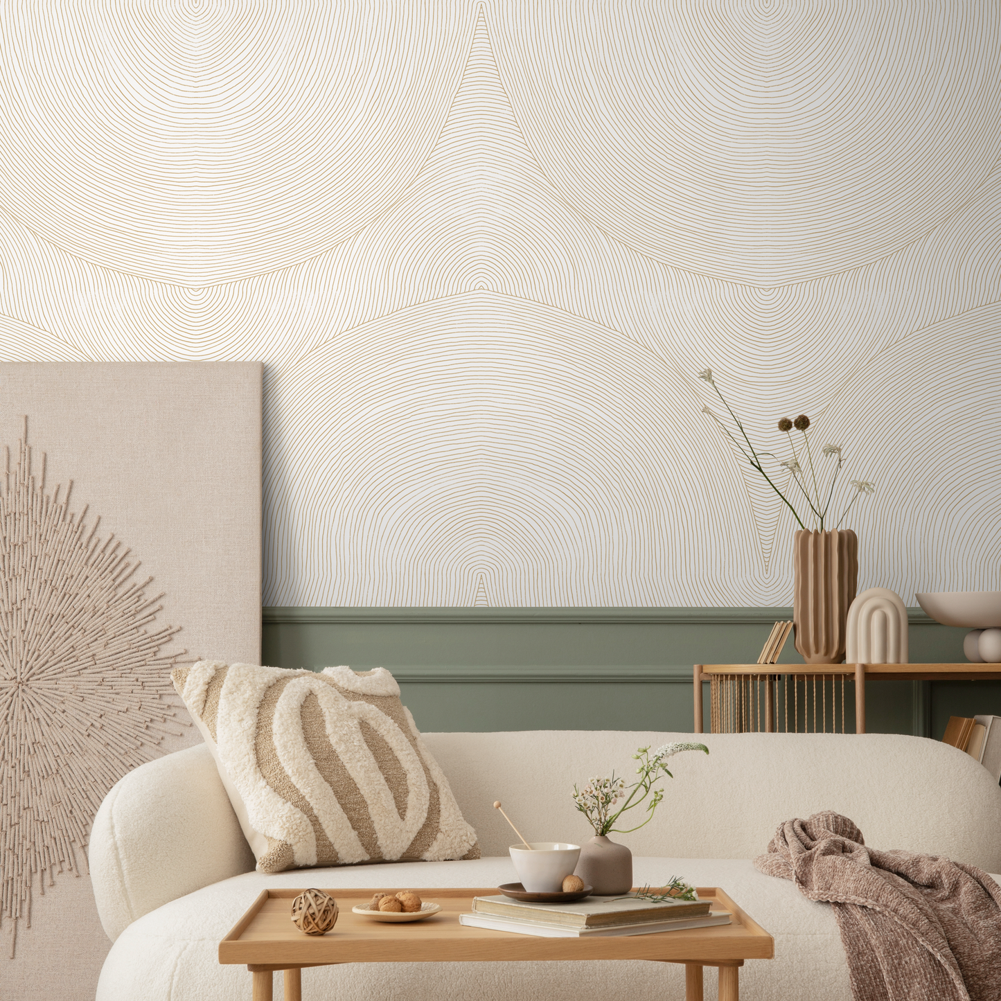 Boho Abstract Line Wallpaper / Peel and Stick Wallpaper Removable Wallpaper Home Decor Wall Art Wall Decor Room Decor - C835