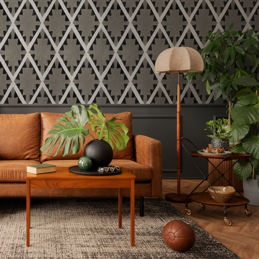 Black Boho Ethnic Wallpaper / Peel and Stick Wallpaper Removable Wallpaper Home Decor Wall Art Wall Decor Room Decor - C836