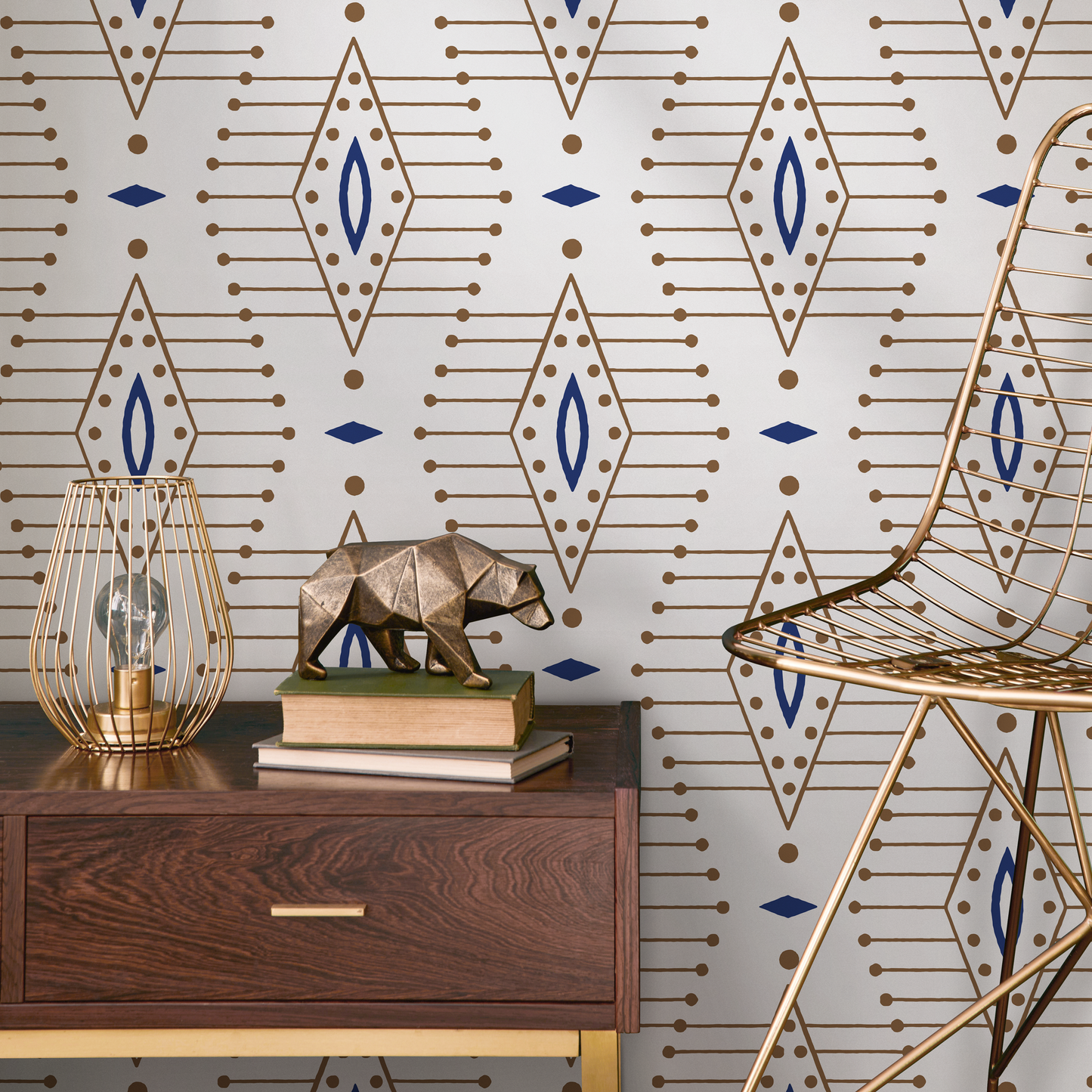 Boho Geometric Wallpaper / Peel and Stick Wallpaper Removable Wallpaper Home Decor Wall Art Wall Decor Room Decor - C837