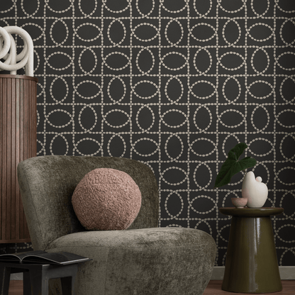 Black Abstract Line Wallpaper / Peel and Stick Wallpaper Removable Wallpaper Home Decor Wall Art Wall Decor Room Decor - C843