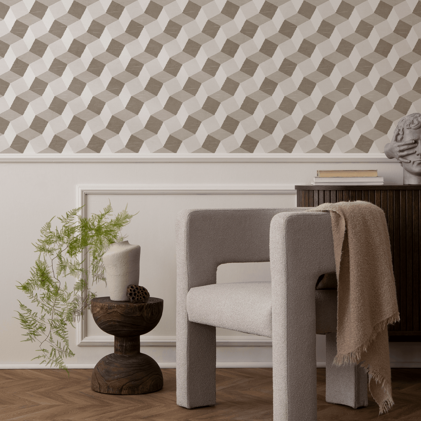 Neutral Geometric Wallpaper / Peel and Stick Wallpaper Removable Wallpaper Home Decor Wall Art Wall Decor Room Decor - C850