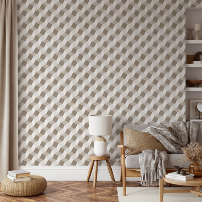 Neutral Geometric Wallpaper / Peel and Stick Wallpaper Removable Wallpaper Home Decor Wall Art Wall Decor Room Decor - C850